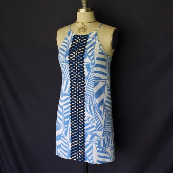 Lilly Pulitzer Annabelle Bay Blue Yacht Sea Rope mod Shift Dress crochet lace - Picture 3 of 9
